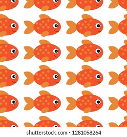 Vector aquarium fish illustration. Colorful cartoon flat aquarium fish for your design. Seamless fish pattern .