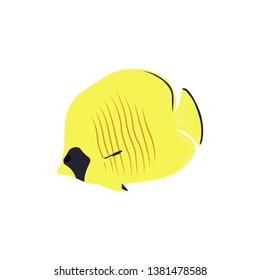Vector aquarium fish silhouette illustration. Colorful cartoon flat aquarium fish icon for your design.