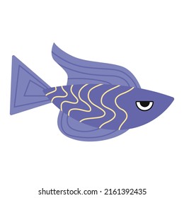 Vector aquarium fish silhouette illustration. Colorful cartoon flat aquarium fish icon for your design.