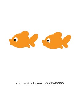 Vector aquarium fish silhouette illustration. Colorful cartoon flat aquarium fish icon for your design.collection of fish icon with waves.Fish logo template. Creative vector symbol