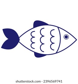 Vector aquarium fish silhouette illustration. Cartoon flat aquarium fish icon for your design.  Eps 10. 