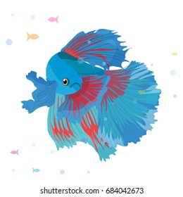 Vector aquarium fish silhouette illustration. Colorful cartoon flat aquarium fish icon for your design.