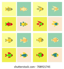 Vector aquarium fish silhouette illustration vector stock collection