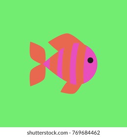 Vector aquarium fish silhouette illustration. Colorful cartoon flat aquarium fish icon for your design.