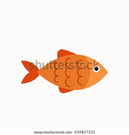 Vector aquarium fish  silhouette illustration. Colorful cartoon flat aquarium fish icon for your design.  