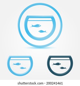 Vector aquarium (fish tank) icon with a fish