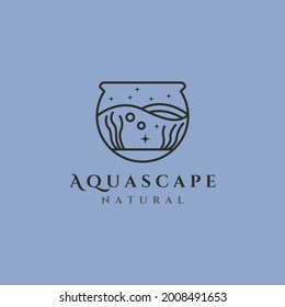 vector of aquarium logo line art illustration design