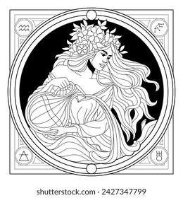 Vector Aquarius Astrological Zodiac Signs Illustration Isolated