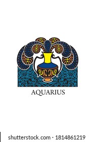 Vector of aquarius horoscope sign 
