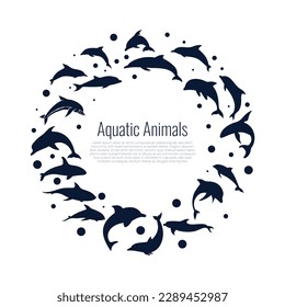 Ilustraciones de animales acuáticos vectores, iconos vectores de delfines, elementos de silueta para el logotipo de la empresa