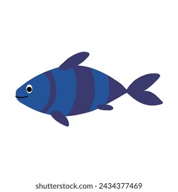 Ilustración del pez acuático del vector. Pescado plano colorido