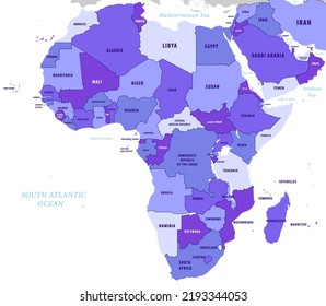 Vector of Arabian and African countries map