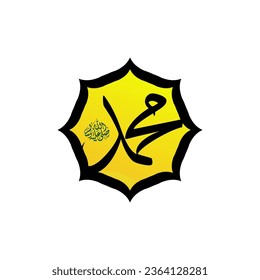 Vector of Arabic calligraphy  Muhammad, sallallaahu 'alaihi WA sallam, can be used to make Islamic holidays Translation: Prophet Muhammad, sallallaahu' alaihi WA sallam