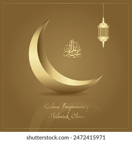 Vector de Caligrafía Árabe texto de Happy Eid Al Adha para la celebración del festival de la comunidad musulmana. Tarjeta de felicitación islámica. (Traductor de Turco: Kurban Bayraminiz Mubarek Olsun)
