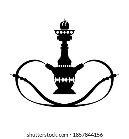 Vector Arabic Hookah Silhouette Isolated on White Background.