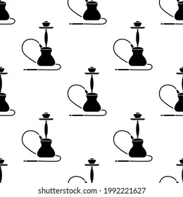 Patrón sin soldadura vectorial de Hookah árabe, aislado en fondo blanco.