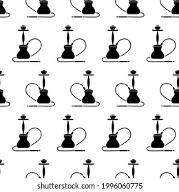 Vektor arabische Hookah Silhouette Nahtlose Muster einzeln auf weißem Hintergrund.