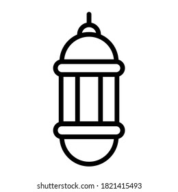 Vector arabic lamp, line icon of islamic lantern 