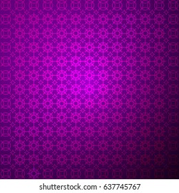 Vector arabic pattern in purple color. Ramadan kareem traditional background with glowing effect. . 