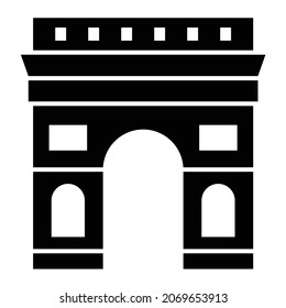 Vector Arc De Triomphe Glyph Icon Design
