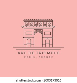 vector de diseño de símbolo de la línea de arco de triomphe, diseño de viajes de parís