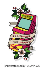 Vector Arcade Machine Tattoo Design