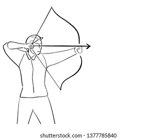 Vector archer shooter, hand drawn illustration