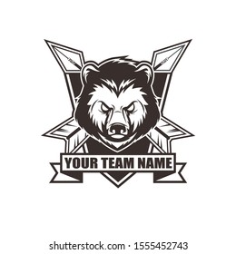 Vector archery badge logo template design with Bear Theme