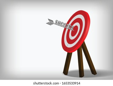 Vector : Archery target and arrows on gray background