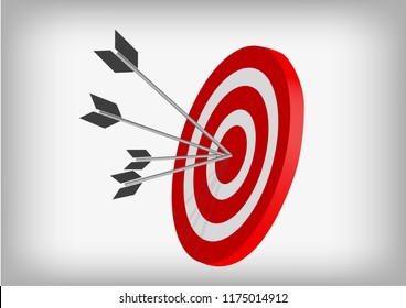 Vector : Archery targets and arrows on gray background