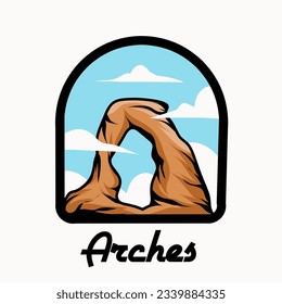 vector of arches national park arizona, perfect for print, t-shirt design, etc