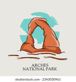 vector of arches national park in arizona in blue sky perfect for print,etc