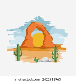 vector of arches national park design graphic for print, apparel design, etc