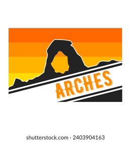 vector of arches national park in sunset design perfect for print, etc