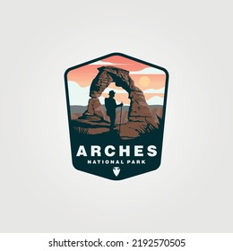 vector of arches national park vintage logo symbol illustration design