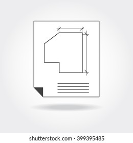 Vector architect list. Drawing collection. Draft and project icon. School symbol. Engineering work. Geometry studying objects. Design picture. Template for web-design symbols. House plan. flat scheme