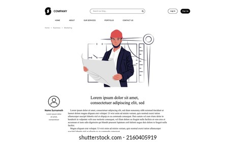 Vector architect in shadow of sharp lines style