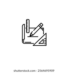 vector of architect work equipment with a paper, ruler, and pencil, architect setup, eps vector format