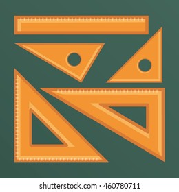 Vector architectural design triangle rulers set
