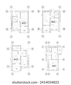 Vector architectural floor plan of one bedroom apartments