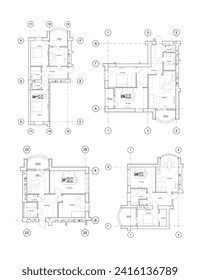 Vector architectural floor plan of two bedroom apartments