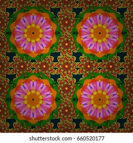 Vector architectural muslim texture design. Can be used for brochures invitations, persian motif. Islamic colored mandala round ornament on colorful background.