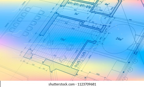 vector architectural plan - abstract architectural blueprint of a modern residential building / technology, industry, business concept illustration: real estate, building, construction & architecture