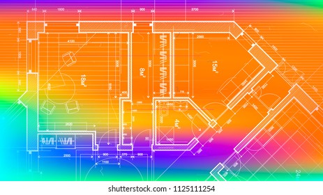 vector architectural plan - abstract architectural blueprint of a modern residential building / technology, industry, business concept illustration: real estate, building, construction & architecture