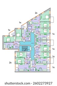 Projeto arquitetônico vetorial de um desenho da planta do edifício