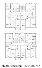 Vector architectural project of a multistory building floor plan