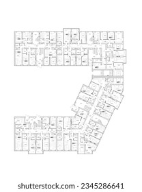 Vector architectural project of a multistory building floor plan