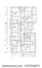 Proyecto arquitectónico de vectores de un plano de planta de construcción de varios pisos