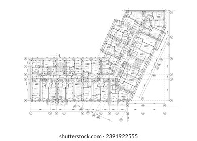 Vector architectural project of a multistory building floor plan	
