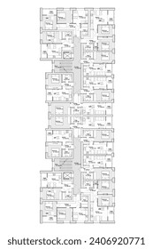 Vector architectural project of a multistory building floor plan